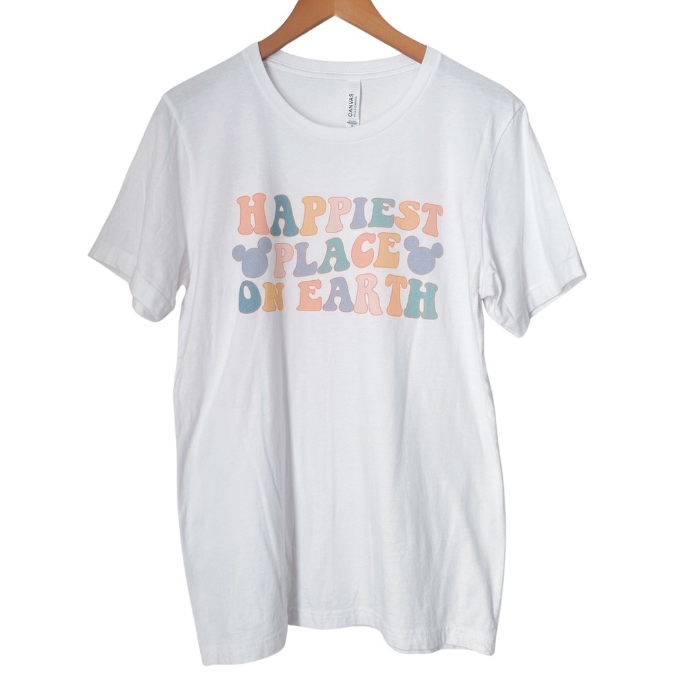 Happiest Place On Earth Colorful Disney Retro Trendy Graphic Tee